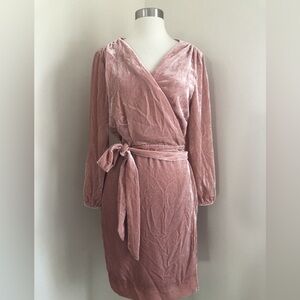 J. Crew Pink Velvet Wrap Dress Size 12 NWT